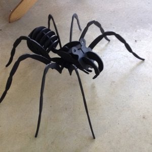 Halloween spider.  About 3 feet across.  Plans from MakeCnc.