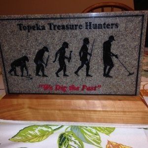 Raffle prize for my metal detecting club.  Corian with cherry stand.