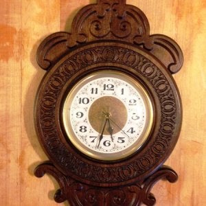 Divine clock, a free Vectric project.  Made from walnut.